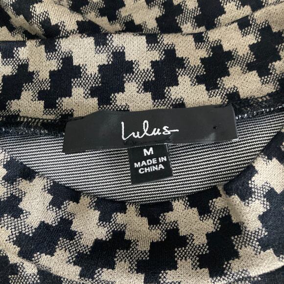 Lulus Cool Girl Status Mini Dress Medium Black Print Mock Neck Long Sleeve - Picture 5 of 13